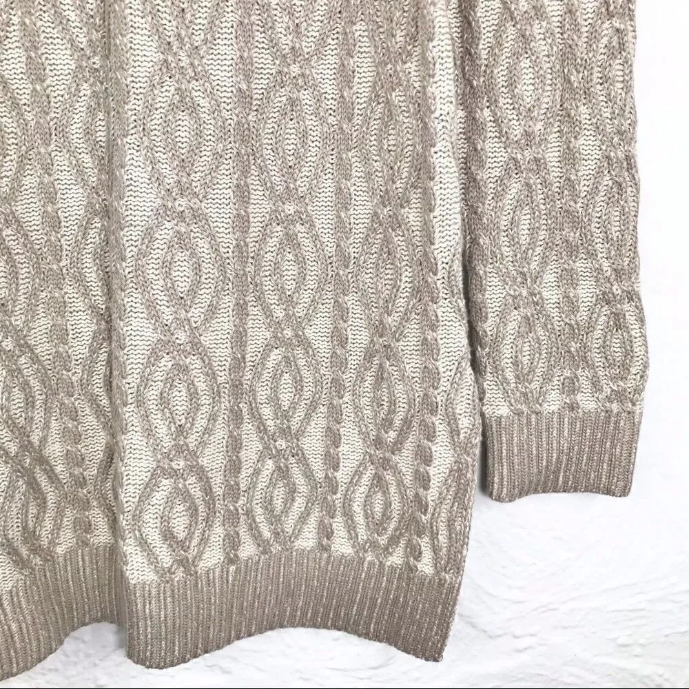 EightEightEight Cream Tan Pattern Cable Knit Sweater NEW - Picture 4 of 11